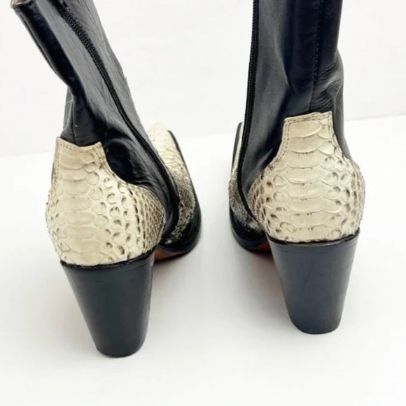 Vintage CIRCLE G Genuine Python Leather Embroidered Zipper Pointy Toe Boots - Picture 10 of 16